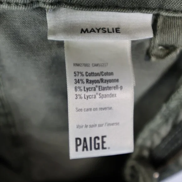 Paige Mayslie Jogger Utility Stretch Ankle Zip Hem Womens 24 Army Green Olive - Picture 8 of 11